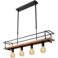 Lucide Hängelampe Milonga, schwarz, Länge 100 cm, Metall/Holz