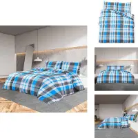 vidaXL Bettwäsche-Set Blau und Grau 200x200 cm Baumwolle - Bettbezüge