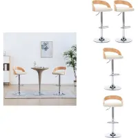 vidaXL Barhocker 2 Stk. Cremeweiß Kunstleder und Bugholz - Barhocker