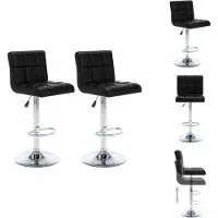vidaXL Barhocker 2 Stk. Schwarz Kunstleder - Barhocker
