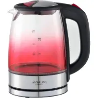 Michelino Wasserkocher 1,7 Liter Glas Farbverlauf rot