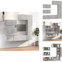 vidaXL 6-tlg. TV-Schrank-Set Betongrau Holzwerkstoff - TV-Möbel