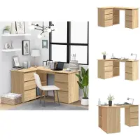 vidaXL Eckschreibtisch Sonoma-Eiche 145x100x76 cm Holzwerkstoff - Schreibtische
