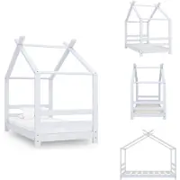 vidaXL Kinder-Bettgestell Weiß Massivholz Kiefer 70x140 cm - Baby- & Kleinkinderbetten