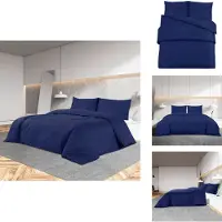 vidaXL Bettwäsche-Set Marineblau 260x240 cm Leichte Mikrofaser - Bettbezüge