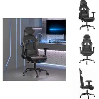 vidaXL Gaming-Stuhl mit Fußstütze Schwarz und Grau Kunstleder - Gaming-Sessel