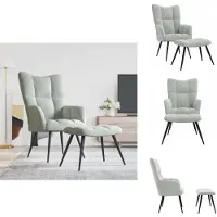 vidaXL Relaxsessel mit Hocker Hellgrau Samt - Sessel