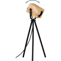 Eglo LED Tischlampe Ayles, Stativ Nachttischlampe, Tischleuchte aus Holz in Natur und Metall in Schwarz, Lampe inkl. GU10-Leuchtmittel, warmweiß