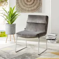 Home affaire Sessel "Gil, Loungesessel Wohnzimmer", grau, B:61cm H:88cm T:74cm, Samtvelours (100% Polyester), Sessel, Sessel, Samtvelours Bezug, in drei Farbvarianten, Sitzhöhe 47,5 cm