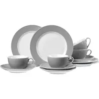 Flirt by R&B Kaffeeservice RITZENHOFF & BREKER "Geschirr-Set, Service", grau, 12 Stk., Porzellan, Geschirr-Sets, Kaffeeservice, 12 Teile, für 4 Personen