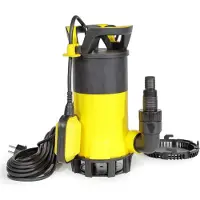 Wiltec 3 in 1 Flachsauger Tauchpumpe 400 W, Schmutzwasserpumpe 8000 l/h, Flachwasserpumpe mit Schwimmer, Flachsaugpumpe für Keller, Garten Wasserpumpe