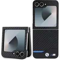 BMW , Hülle für Samsung Galaxy Z Flip 6 Blue Line mit Carbon Muster, Carbon