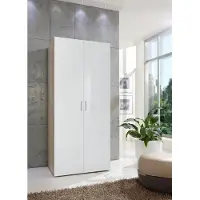 Wimex Drehtürenschrank "Malta", weiß (struktureichefarben hell, hochglanz weiß), B:80cm H:185cm T:40cm, Schränke, Drehtürenschrank, mit Hochglanz-Front