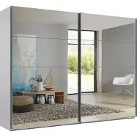Wimex Schwebetürenschrank "England", weiß (weiß, spiegel), B:270cm H:208cm T:65cm, Holzwerkstoff, Schränke, Schwebetürenschrank, 2-türig, mit vollverspiegelter Schrankfront, in diversen Breiten