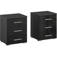 Rauch Nachtkommode "Base", grau (graumetallic, hochglanz effektgrau), B:40cm H:52cm T:40cm, Holzwerkstoff, Sideboards, Nachtkommode, 2er-Set, optional in moderner Hochglanz-Front