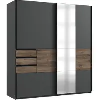 Wimex Schwebetürenschrank "Bamberg", grau (graphit, flagstaffeiche), B:180cm H:198cm T:65cm, Holzwerkstoff, Schränke, Schwebetürenschrank, inklusive 5 Regalböden und 1 Kleiderstange