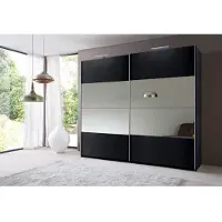 Wimex Schwebetürenschrank "Easy", grau (graphit, spiegel), B:270cm H:210cm T:65cm, Schränke, Schwebetürenschrank, mit Teilspiegel