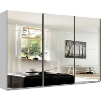 Wimex Schwebetürenschrank "England", weiß (weiß, spiegel), B:313cm H:208cm T:65cm, Holzwerkstoff, Schränke, Schwebetürenschrank, 3-türig, mit vollverspiegelter Schrankfront, in diversen Breiten