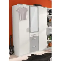 Wimex Kleiderschrank "Joker", grau (weiß, betonfarben lichtgrau), B:135cm H:199cm T:59cm, Schränke, Kleiderschrank, wahlweise mit Spiegel