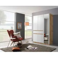 Rauch Kleiderschrank "Tübingen", weiß (eiche artisanfarben, weiß), B:135cm H:197cm T:54cm, Holzwerkstoff, Schränke, Kleiderschrank, mit Spiegel