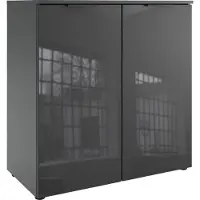 Wimex Kommode "Level36 black C by fresh to go", grau (graphit, glas grau), B:81cm H:92cm T:41cm, Holzwerkstoff, Sideboards, Kommode, mit Glaselementen auf der Front, soft-close Funktion, 81cm breit