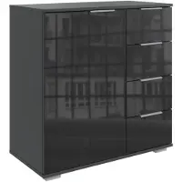 Wimex Kombikommode "Easy", grau (graphit, schwarzglas), B:82cm H:83cm T:41cm, Sideboards, Kombikommode