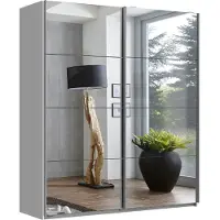Wimex Schwebetürenschrank "England", weiß (weiß, spiegel), B:180cm H:236cm T:65cm, Holzwerkstoff, Schränke, Schwebetürenschrank, 2-türig, mit vollverspiegelter Schrankfront, in diversen Breiten