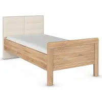 Rauch Bett "Bett Einzelbett Stollenbett EVELYN", braun (eiche sonoma), B:109cm H:100cm L:214cm, Betten, Bett, in Komforthöhe mit Polsterkopfteil in elegantem Stil MADE IN GERMANY