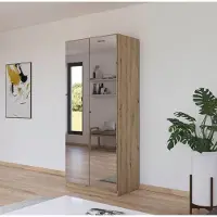 Rauch Kleiderschrank "Reflect", braun (eiche artisan), B:91cm H:210cm T:54cm, Holzwerkstoff, Schränke, Kleiderschrank, mit Spiegelfront, inkl. praktischer Inneneinteilung