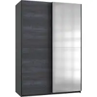 Wimex Schwebetürenschrank "Herne", grau (graphit, front digi, steel optik), B:135cm H:198cm T:64cm, Holzwerkstoff, Schränke, Schwebetürenschrank, Mit Spiegeltür