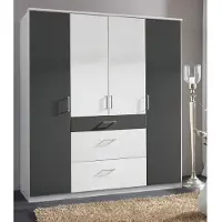 Wimex Kleiderschrank "Click", weiß (weiß, graphit), B:180cm H:199cm T:58cm, Schränke, Kleiderschrank, ohne Spiegel