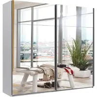 Wimex Schwebetürenschrank "England", weiß (weiß, spiegel), B:225cm H:236cm T:65cm, Holzwerkstoff, Schränke, Schwebetürenschrank, 2-türig, mit vollverspiegelter Schrankfront, in diversen Breiten