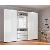 Wimex Schwebetürenschrank "Magic by fresh to go", weiß (weiß, weißglas), B:300cm H:236cm T:65cm, Schränke, Schwebetürenschrank, mit drehbarer Spiegeltür