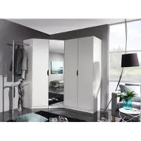 Rauch Eckkleiderschrank "Freiham", weiß, B:90cm H:197cm T:108,5cm, Holzwerkstoff, Schränke, Eckkleiderschrank, mit Spiegel und Griffmulde