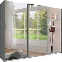 Wimex Schwebetürenschrank "England", grau (graphit, spiegel), B:270cm H:236cm T:65cm, Holzwerkstoff, Schränke, Schwebetürenschrank, 3-türig, mit vollverspiegelter Schrankfront, in diversen Breiten
