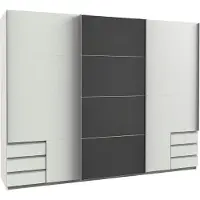 Wimex Schwebetürenschrank "Valencia", weiß (weiß, glas grau), B:270cm H:210cm T:65cm, Holzwerkstoff, Sicherheitsglas, Schränke, Schwebetürenschrank, mit Glaselementen und Schubkästen