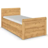 Rauch Stauraumbett "Bett Einzelbett Stollenbett Bettkästen EVELYN", braun (asteiche), B:109cm H:94cm L:210cm, Betten, Stauraumbett, in Komforthöhe mit Holzkopfteil sowie Schubladen MADE IN GERMANY