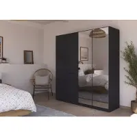 Rauch Drehtürenschrank "Maika", grau (graumetallic), B:181cm H:197cm T:54cm, Holzwerkstoff, Schränke, Drehtürenschrank, mit Spiegel, 2 Schubladen, in verschiedenen Breiten, Höhen und Farben