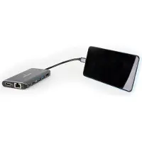 Kramer KDock-3, Kabelgebunden, USB 3.2 Gen 1 (3.1 Gen 1) Type-C, 100 W, 10,100,1000 Mbit/s, Schwarz, Silber, SD