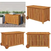 vidaXL Gartentruhe mit Rollen 90x50x58 cm Massivholz Akazie - Gartentruhe - Gartentruhen - Outdoor Truhe - Garten Aufbewahrungsbox