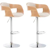 CLP 2er Set Barhocker Kingston Mit Stoffbezug Und Hochwertiger Polsterung I Höhenverstellbare Barstühle Mit Drehbaren Sitzen, Farbe: natur/creme