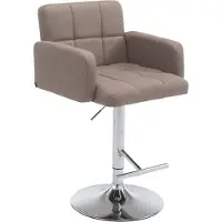 CLP Barhocker Los Angeles Stoff | Höhenverstellbarer Barstuhl Mit Drehbarem Sitz | Bistrohocker Mit Metallgestell Und Fußstütze, Farbe: taupe, Gestellfarbe: chrom