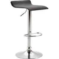 CLP Barhocker Dyn V2 mit Kunstlederbezug I Thekenhocker Mit Fußstütze I Tresenhocker Mit Trompetenfuß I Barstuhl Höhenverstellbar, Farbe: schwarz, Gestellfarbe: chrom