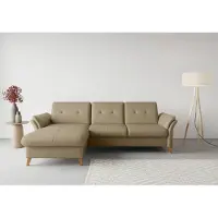 Sit&More Ecksofa SIT & MORE "Göteborg", beige, B:268cm H:90cm T:176cm, Sofas, Ecksofa, Sitztiefenverstellung und Federkern, wahlweise mit Bettfunktion