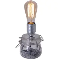 Näve Tischleuchten - Glas-/Tischleuchte "MAX" H: 20cm klar, Tischlampe im Industrial Style, aus Metall und Glas in klar/transparent, 20 cm hoch, Ø 11 cm, E27-Fassung – Schnurschalter