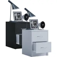 VCM Nachttisch "Holz Nachtschrank Nachttisch Schublade Boxal Mini", schwarz, B:35cm T:35cm, Tische, Nachttisch