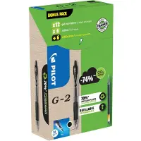 Pilot Pen G-2 GREEN PACK, Ausziehbarer Gelschreiber, Schwarz, Schwarz, Medium, Rund, 0,39 mm