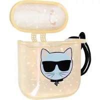 Karl Lagerfeld KLA2UCHGD AirPods 1/2 Cover Gold/Goldglitzer Choupette