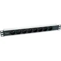 Equip 8-Fach Französische Steckdosenleiste, Aluminium-Schale, Standard, 1U, Horizontal, Aluminium, Schwarz, Silber, 8 AC-Ausgänge
