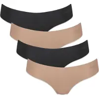 Sloggi String "String Zero Microfiber Hipstring 2.0 4er Pack", Damen, Gr. XS, schwarz (schwarz, nude), Obermaterial: 76% Polyamid PA. 24% Elasthan EL., Unterhosen String